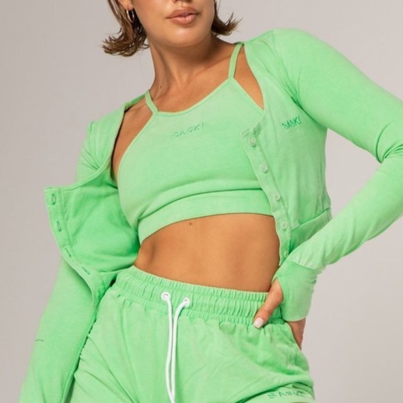 SASKI faded green crop tank - Picture 2 of 5